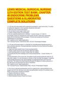 LEWIS MEDICAL-SURGICAL NURSING 11TH EDITION TEST BANK- CHAPTER 49 ENDOCRINE PROBLEMS QUESTIONS & ELABORATED COMPLETE SOLUTIONS