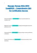 Massage Therapy MCQ CMTO&NewLine;Exam&vert;2026 &ndash; Comprehensive Q&A&NewLine;For Certification Success 