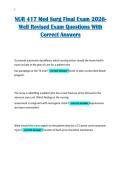NUR 417 Med Surg Final Exam 2026-&NewLine;Well Revised Exam Questions With&NewLine;Correct Answers 