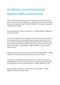 NC Adjuster License Practice Exam Questions With Correct Answers
