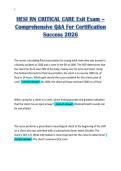 HESI RN CRITICAL CARE Exit Exam &ndash;&NewLine;Comprehensive Q&A For Certification&NewLine;Success 2026 