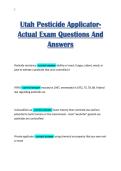 Utah Pesticide ApplicatorActual Exam Questions And&NewLine;Answers