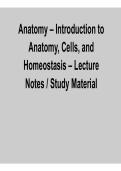  Anatomy Introduction to Anatomy Cells and Homeostasis Lecture Notes Study Material Practice Questions and Answers Complete Exam Prep 2025&sol; 2026
