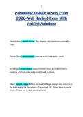 Paramedic FISDAP Airway Exam&NewLine;2026- Well Revised Exam With&NewLine;Verified Solutions 