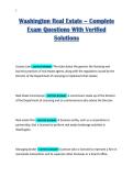 Washington Real Estate &ndash; Complete&NewLine;Exam Questions With Verified&NewLine;Solutions