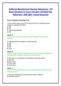 California Manufactured Housing Salesperson&colon; 125 &NewLine;Exam Questions & Correct Answers &lpar;Verified&rpar; Plus &NewLine;Rationales &vert; 2026 Q&A &vert; Instant Download 