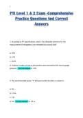 PTI Level 1 & 2 Exam -Comprehensive&NewLine;Practice Questions And Correct&NewLine;Answers 