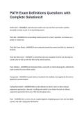 PATH Exam Definitions Questions with Complete Solutions