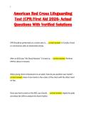 American Red Cross Lifeguarding&NewLine;Test &lpar;CPR&sol;First Aid 2026- Actual&NewLine;Questions With Verified Solutions 