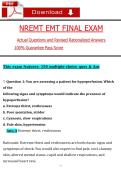 NREMT EMT Final Exam Questions & Answers &lpar;Revised&rpar; &vert; With Detailed Rationales &vert; Complete Practice & Review Guide