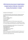 HFHS Critical Care Exam Actual A&plus; Graded Solutions &vert; Complete Questions & Rationales &vert; Advanced ICU Nursing &vert; Pass Guaranteed - A&plus; Graded