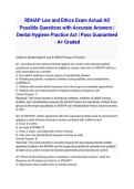 RDHAP Law and Ethics Exam Actual All Possible Questions with Accurate Answers &vert; Dental Hygiene Practice Act &vert; Pass Guaranteed - A&plus; Graded
