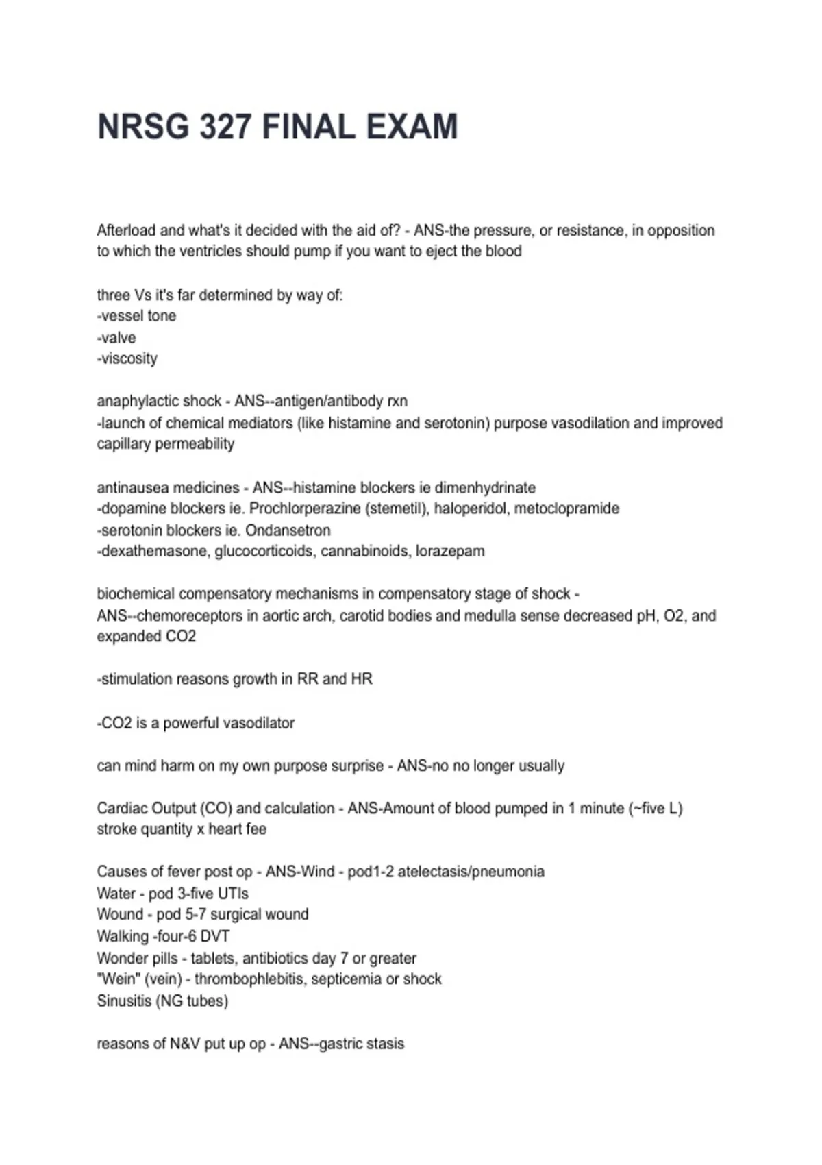 NRSG 327 FINAL EXAM REVISED AND UPDATED FOR 2026/2027 ACTUAL EXAM ...