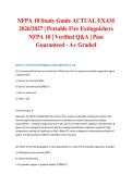 NFPA 10 Study Guide ACTUAL EXAM 2026&sol;2027 &vert; Portable Fire Extinguishers NFPA 10 &vert; Verified Q&A &vert; Pass Guaranteed - A&plus; Graded