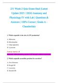 251 Week 2 Quiz Exam final &lpar;Latest &NewLine;Update 2025 &sol; 2026&rpar; Anatomy and &NewLine;Physiology IV with Lab &vert; Questions & &NewLine;Answers &vert; 100&percnt; Correct &vert; Grade A - &NewLine;Chamberlain
