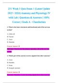 251 Week 3 Quiz Exam 1 &lpar;Latest Update &NewLine;2025 &sol; 2026&rpar; Anatomy and Physiology IV &NewLine;with Lab &vert; Questions & Answers &vert; 100&percnt; &NewLine;Correct &vert; Grade A - Chamberlain