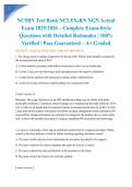 NCSBN Test Bank NCLEX-RN NGN Actual Exam 2025&sol;2026 &ndash; Complete Exam-Style Questions with Detailed Rationales &vert; 100&percnt; Verified &vert; Pass Guaranteed &ndash; A&plus; Graded&NewLine;&NewLine;