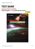 TEST BANK For Inquiry into Physics 8th Edition by Ostdiek&comma; Verified Chapters 1 - 12&comma; Complete Newest Version