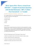 BSAC Sports Diver Theory Actual Exam 2026&sol;2027 &ndash; Complete Exam-Style Questions with Detailed Rationales &vert; 100&percnt; Verified &vert; Pass Guaranteed &ndash; A&plus; Graded&NewLine;&NewLine;