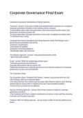 Corporate Governance Final Exam&period; - Guide 100&percnt; Correct