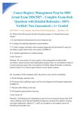 Cancer Registry Management Prep for ODS Actual Exam 2026&sol;2027 &ndash; Complete Exam-Style Questions with Detailed Rationales &vert; 100&percnt; Verified &vert; Pass Guaranteed &ndash; A&plus; Graded&NewLine;&NewLine;