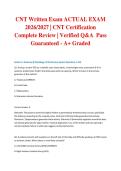 CNT Written Exam ACTUAL EXAM 2026&sol;2027 &vert; CNT Certification Complete Review &vert; Verified Q&A &vert; Pass Guaranteed - A&plus; Graded