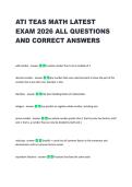 ATI TEAS MATH LATEST &NewLine;EXAM 2026 ALL QUESTIONS &NewLine;AND CORRECT ANSWER
