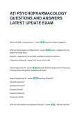 ATI PSYCHOPHARMACOLOGY &NewLine;QUESTIONS AND ANSWERS &NewLine;LATEST UPDATE EXAM 