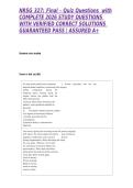 NRSG 327&colon; Final - Quiz Questions  with COMPLETE 2026 STUDY QUESTIONS WITH VERIFIED CORRECT SOLUTIONS GUARANTEED PASS &vert; ASSURED A&plus;