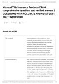 Missouri Title Insurance Producer EXAM&comma; comprehensive questions and verified answers &vert;&vert; QUESTIONS WITH ACCURATE ANSWERS &vert; GET IT RIGHT &vert;20252026&excl;&NewLine;&NewLine;