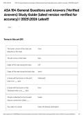 ASA 104 General Questions and Answers &lpar;Verified Answers&rpar; Study Guide &lpar;latest version verified for accuracy&rpar; &vert; 20252026 Latest&excl;&excl;&NewLine;&NewLine;