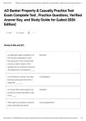 AD Banker Property & Casualty Practice Test Exam Complete Test &comma; Practice Questions&comma; Verified Answer Key&comma; and Study Guide for &lpar;Latest 2026 Edition&rpar;&NewLine;&NewLine;