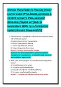 Arizona Manufactured Housing Dealer&NewLine;License Exam With Actual Questions &&NewLine;Verified Answers&comma; Plus Explained&NewLine;Rationales&sol;Expert Verified For&NewLine;Guaranteed 100&percnt; Pass 2026&sol;Latest&NewLine;Update&sol;Instant Download Pdf