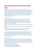 HESI Psychiatric Mental Health Practice Exam Questions with Verified Correct Answers A&plus;