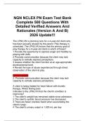 NGN NCLEX PN Exam Test Bank&NewLine;Complete 500 Questions With&NewLine;Detailed Verified Answers And&NewLine;Rationales &lpar;Version A And B&rpar;&NewLine;2026 Update&excl;&excl;&excl;