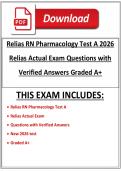 Relias RN Pharmacology Test A 2026 Relias Actual Exam Questions with Verified Answers Graded A&plus;
