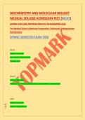 BIOCHEMISTRY AND MOLECULAR BIOLOGY &NewLine;MEDICAL COLLEGE ADMISSION TEST &lpar;MCAT&rpar; &NewLine;AMINO ACIDS AND PROTEINS PRACTICE EXAMINATION 2026 &NewLine;Pre-Medical School Admission Preparation &vert;Advanced Undergraduate &NewLine;Biochemistry &NewLine;SPRING SEMESTER EXAM 2026