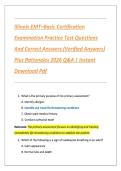 Illinois EMT&ndash;Basic Certification &NewLine;Examination Practice Test Questions &NewLine;And Correct Answers &lpar;Verified Answers&rpar; &NewLine;Plus Rationales 2026 Q&A &vert; Instant &NewLine;Download Pdf 