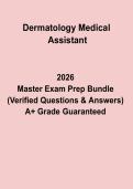 Dermatology Medical Assistant Study Guide &vert; Skin Disorders&comma; Clinical Procedures & Exam Prep Questions PDF 2026&NewLine;