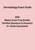 Dermatology 2026 &vert; Complete Study Guide&comma; Skin Disorders&comma; Practice Questions & Exam Prep PDF