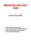 MEDICATION AIDE STATE EXAM &vert; COMPLETE STUDY GUIDE &vert; PRACTICE QUESTIONS & ANSWERS &vert; CERTIFICATION EXAM PREP RESOURCE &lbrack;LATEST 2026&rsqb;