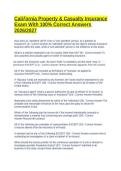 California Property and Casualty Insurance Exam Questions with Verified Correct Answers A&plus;