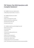 TNT History Test 2015 Questions with Complete Solutions