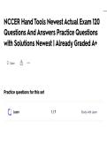 NCCER Hand Tools Newest Actual Exam 120 Questions And Answers Practice Questions with Solutions Newest &vert; Already Graded A&plus;&NewLine;