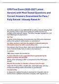 CPB Final Exam &lpar;2026-2027 Latest &NewLine;Version&rpar; with Most Tested Questions and &NewLine;Correct Answers Guaranteed for Pass &sol; &NewLine;Fully Solved &sol; Already Rated A&plus; 