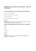 NURS 600 Theoretical Foundations of Nursing Practice - Week 7 Quiz&NewLine;2026 &vert;Maryville