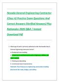 Nevada General Engineering Contractor &NewLine;&lpar;Class A&rpar; Practice Exam Questions And &NewLine;Correct Answers &lpar;Verified Answers&rpar; Plus &NewLine;Rationales 2026 Q&A &vert; Instant &NewLine;Download Pdf 