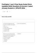 FireFighter 1 and 2 Final Study Guide EXAM &lpar;updated 2026&rpar;   Questions & Answers &vert; Latest Already Graded A&plus; UPDATE 2026