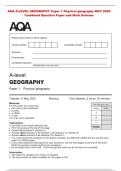 AQA A-LEVEL GEOGRAPHY Paper 1 Physical geography MAY 2025&NewLine;Combined Question Paper and Mark Scheme