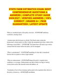STATE FARM ESTIMATICS EXAM&colon; MOST COMPREHENSIVE QUESTIONS & ANSWERS &vert; COMPLETE STUDY GUIDE 2026&sol;2027 &vert; VERIFIED ANSWERS &vert; 100&percnt; CORRECT &vert; GRADED A&plus; &vert; PASS GUARANTEED &vert; LATEST UPDATE&NewLine;